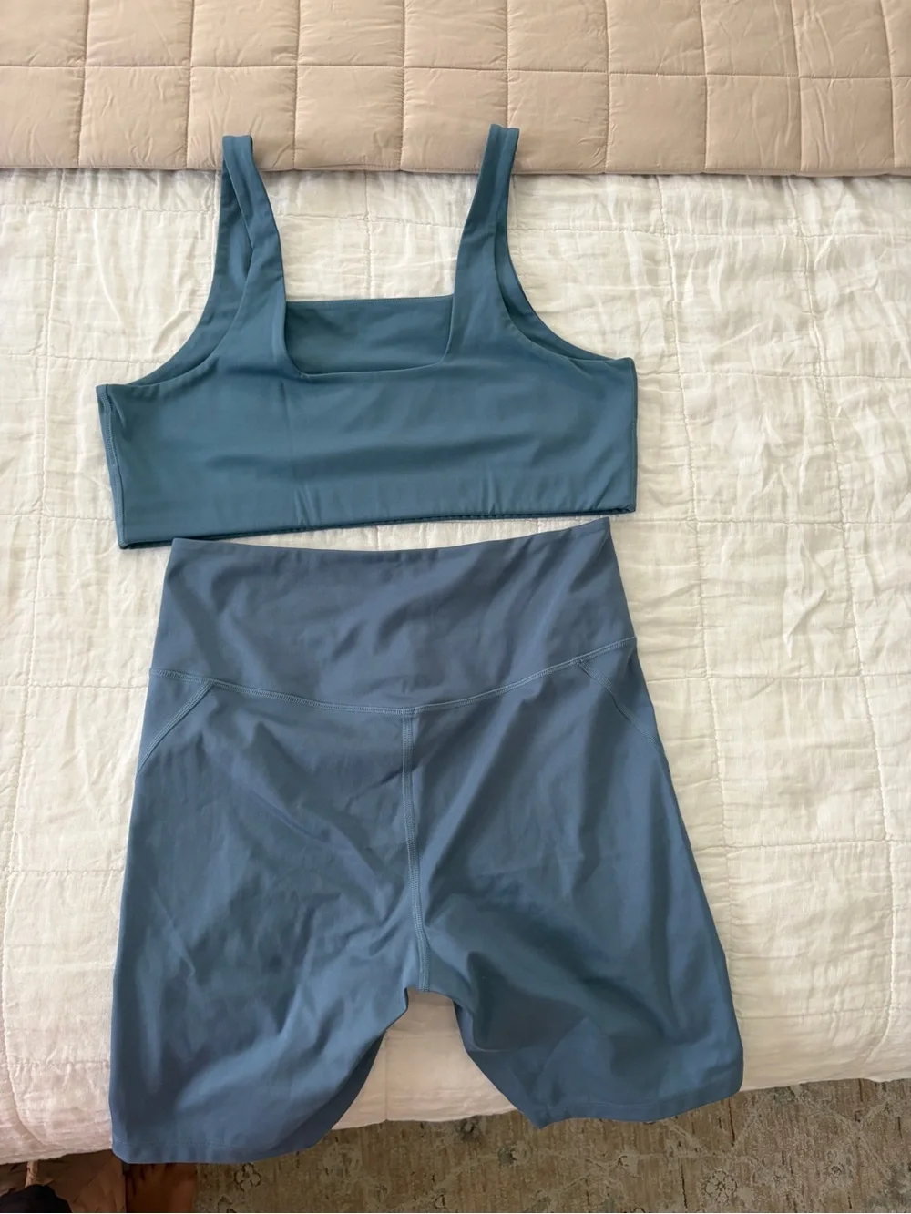 Girlfriend Collective Two-Piece Set — Square Bralette & High-Waist Bike Short